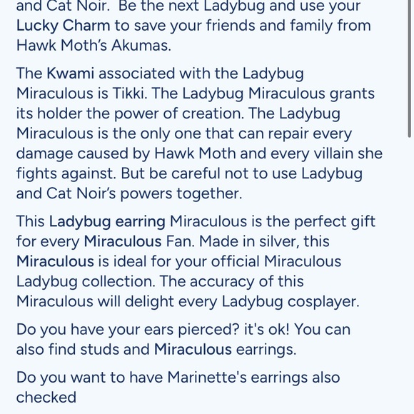 Darling Lady Bug earrings from Miraculous: Tales of Lady Bug and Cat Noir. - Picture 2 of 7